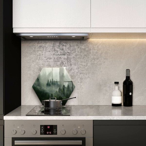 Skleněná deska do kuchyně Zamlžená lesní krajina