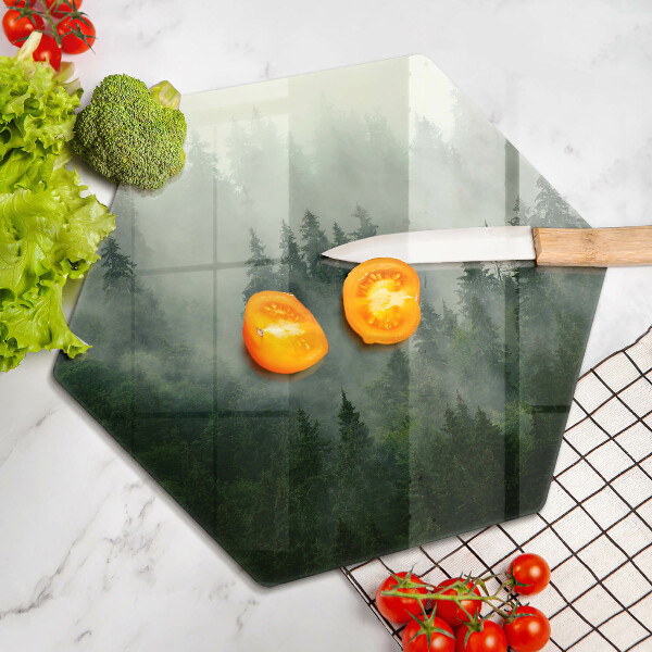 Skleněná deska do kuchyně Zamlžená lesní krajina