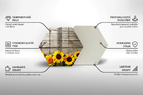 Skleněná deska do kuchyně Slunečnice na prknech
