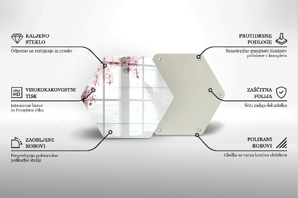 Skleněná deska do kuchyně Květiny na prknech