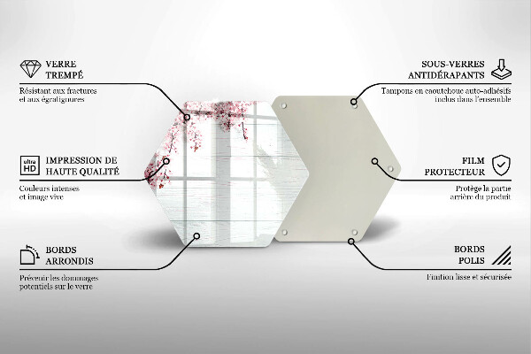 Skleněná deska do kuchyně Květiny na prknech