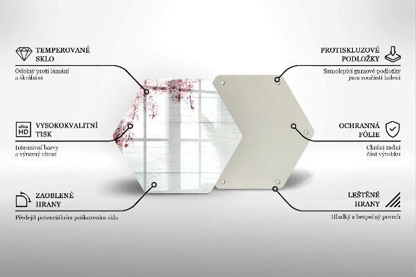 Skleněná deska do kuchyně Květiny na prknech