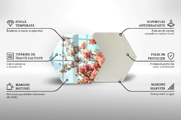 Skleněná deska do kuchyně Růžové květy strom
