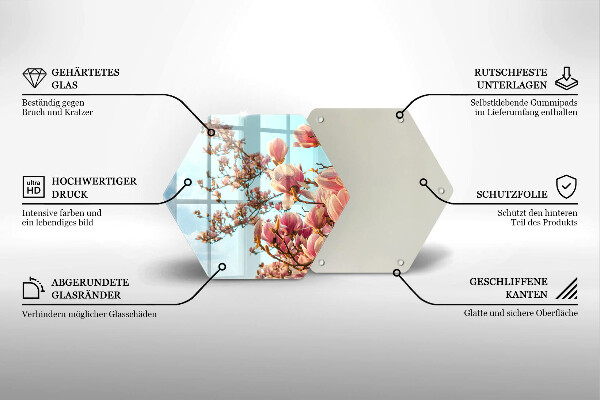 Skleněná deska do kuchyně Růžové květy strom