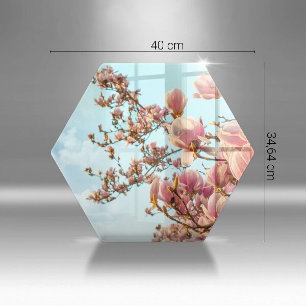 Skleněná deska do kuchyně Růžové květy strom