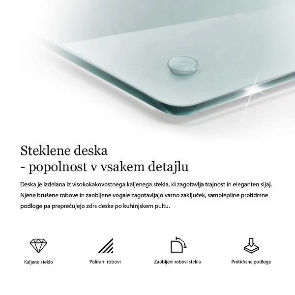 Skleněná krájecí deska průhledná 2x 40x52 cm