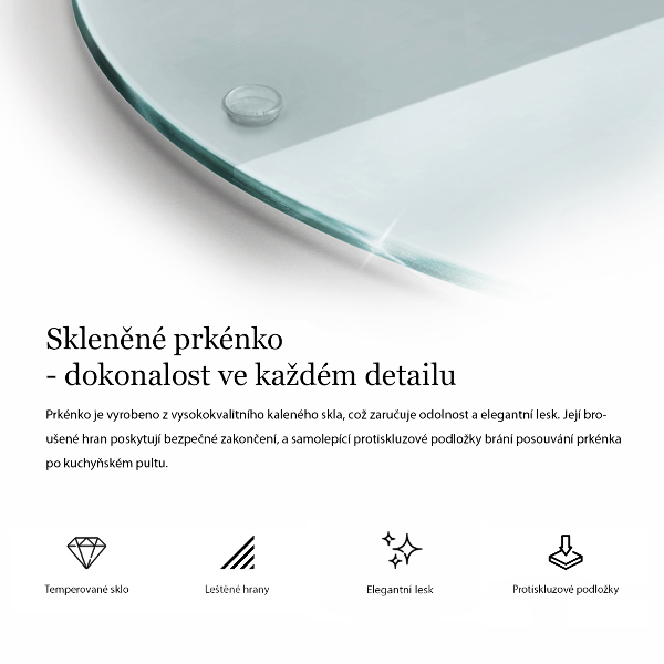 Skleněná krájecí deska průhledná 30 cm