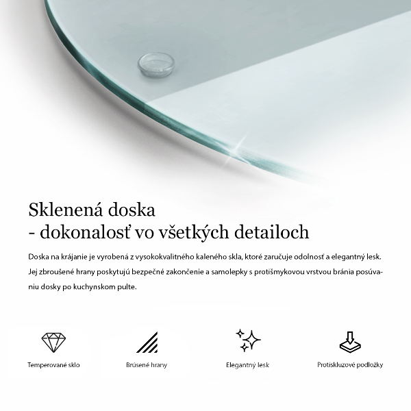 Skleněná krájecí deska průhledná 40 cm