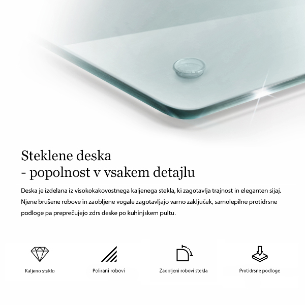 Průhledná skleněná deska do kuchyně 52x30 cm