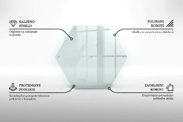 Průhledná skleněná kuchyňská deska 40 cm