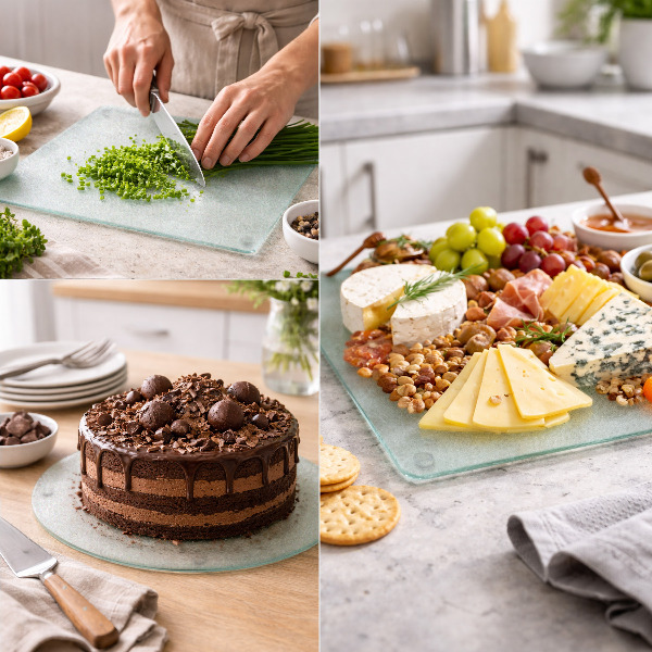 Skleněná deska do kuchyně obdélníková o rozměru 52 × 40 cm