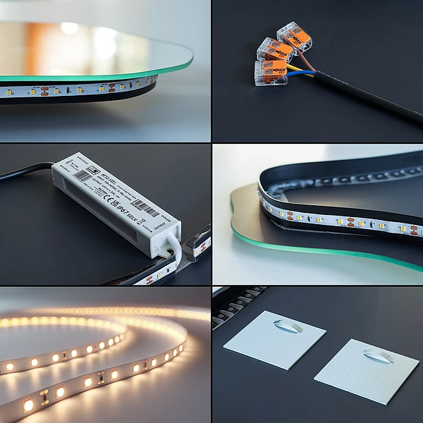 Výjimečné asymetrické zrcadlo s LED podsvícením 40x80