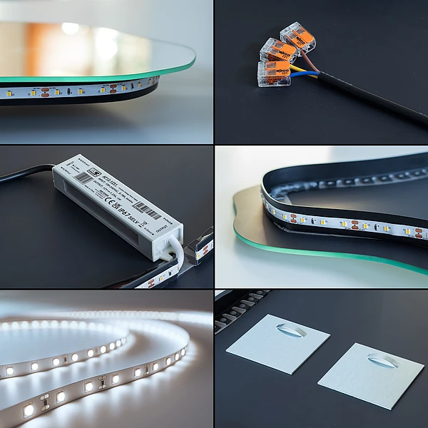 Moderní nepravidelné zrcadlo s LED osvětlením 50x100