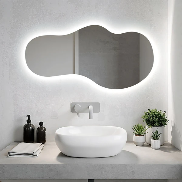Moderní nepravidelné zrcadlo s LED osvětlením 50x100