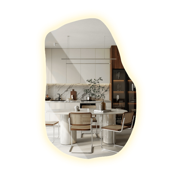 Nepravidelné zrcadlo s led osvětlením unikátní 100x65 cm