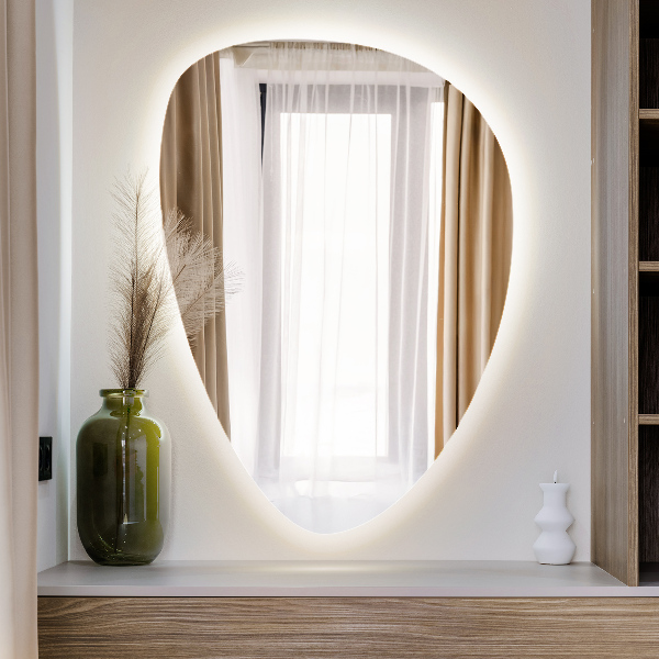 LED zrcadlo vejčitého tvaru 50x70 cm