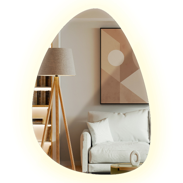 LED zrcadlo ve tvaru vajíčka 57x80 cm