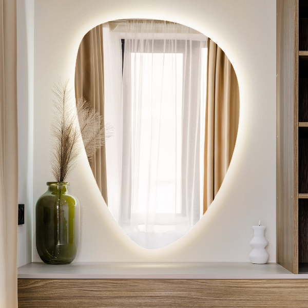 LED zrcadlo ve tvaru vajíčka 57x80 cm