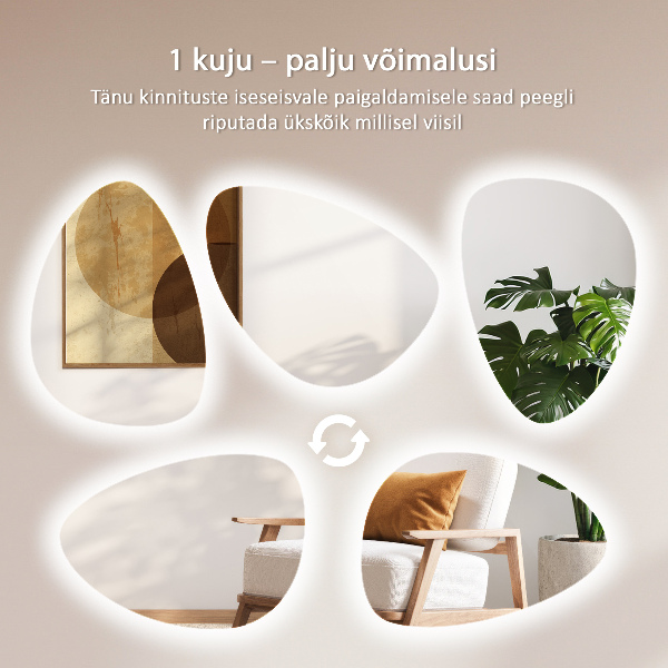 LED zrcadlo ve tvaru vajíčka 57x80 cm
