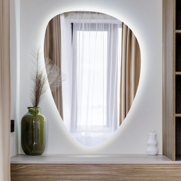 LED zrcadlo ve tvaru vajíčka 57x80 cm