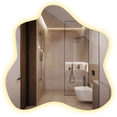 Asymetricke zrcadlo skvrna s led podsvícením 58x58 cm