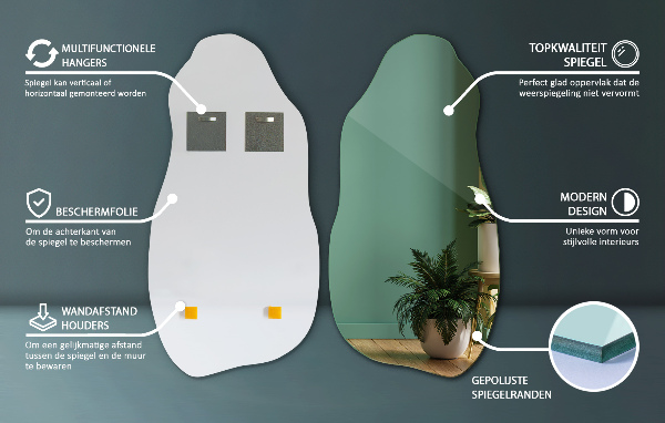 Asymetricke zrcadlo dekorativní na zeď 40x80