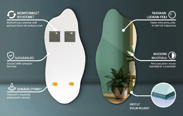 Asymetricke zrcadlo ozdoba na zeď 35x80 cm