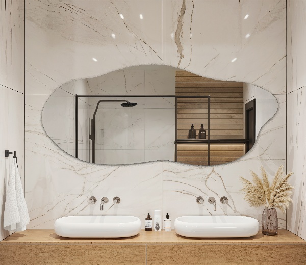 Asymetricke zrcadlo ozdoba na zeď 35x80 cm