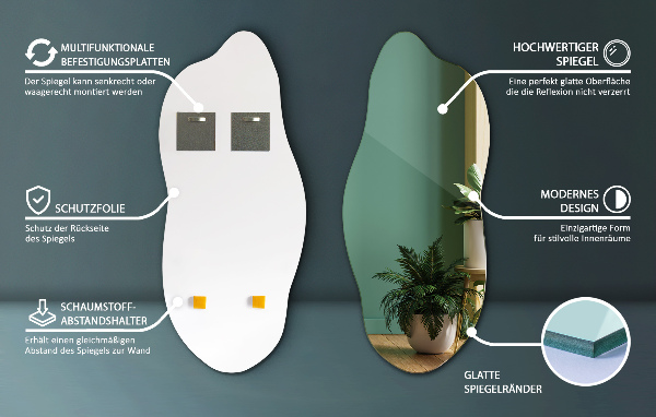 Atypické zrcadlo bez rámu 40x90 cm