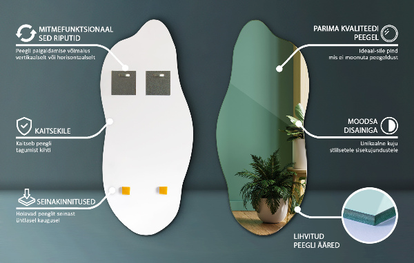 Atypické zrcadlo bez rámu 40x90 cm