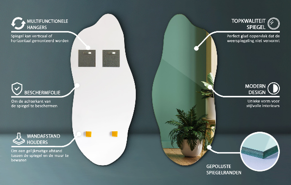 Nepravidelné zrcadlo moderní 45x100 cm