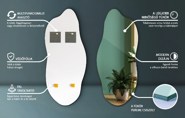 Nepravidelné zrcadlo moderní 45x100 cm