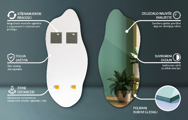 Nepravidelné zrcadlo moderní 45x100 cm