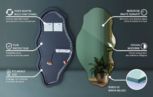 Organické zrcadlo s led elegantní 40x80 cm