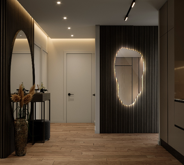 Organické zrcadlo s led minimalistický 45x90 cm