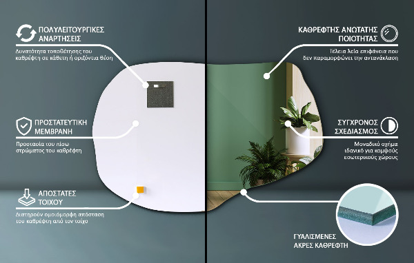 Nepravidelné závěsné zrcadlo 100x65 cm