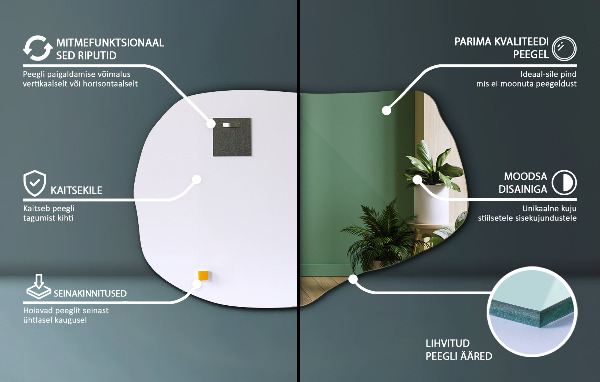 Atypické zrcadlo bez rámu 80x52 cm