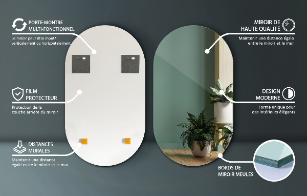 Zrcadlo ovál bez rámu 46x80 cm