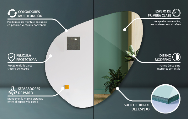 Nepravidelné zrcadlo 68x67 cm