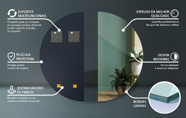 Půlkruhové zrcadlo bez rámu 30x60 cm