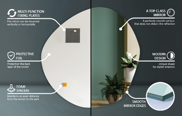 Nepravidelné nástěnné zrcadlo bez rámu 48x48 cm