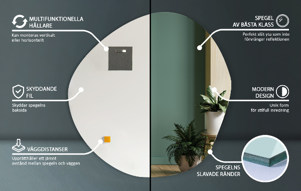 Nepravidelné zrcadlo bez rámu na zeď 68x67 cm