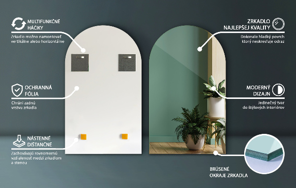 Obloukové zrcadlo 40x70 cm