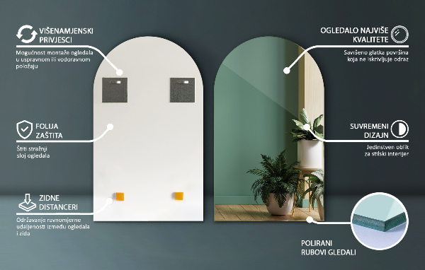 Poloviční oválné zrcadlo 45x80 cm