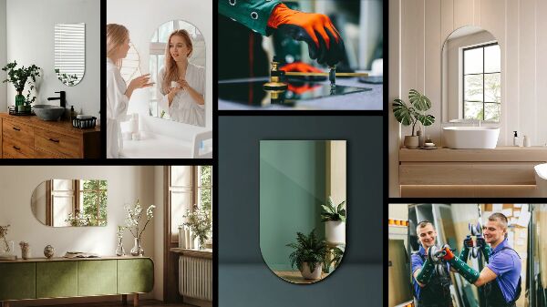 Poloviční oválné zrcadlo 45x80 cm