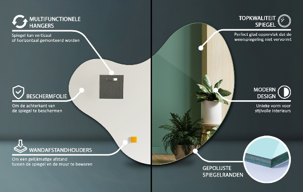 Zrcadlo asymetrycke bez rámu 48x48 cm