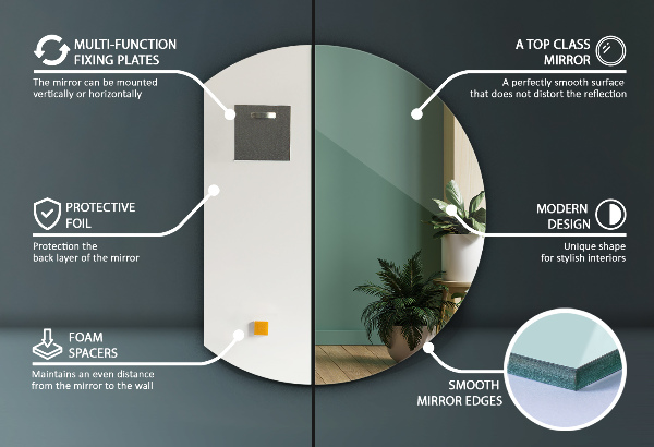 Zrcadlo s komolým kruhem 70x80 cm