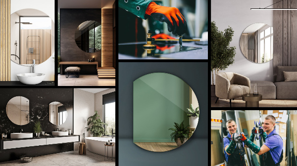 Kruhové zkrácené zrcadlo 74x90 cm