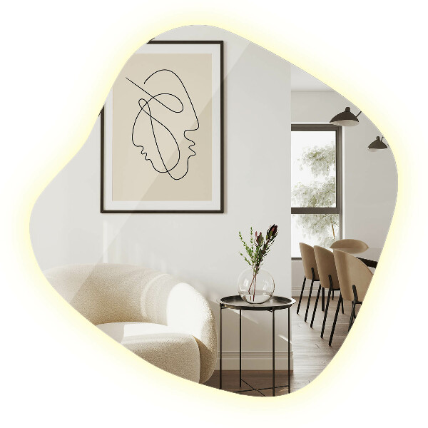 Asymetricke zrcadlo s led podsvícením 77x77 cm