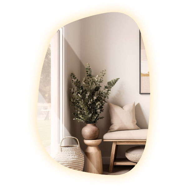 Asymetricke zrcadlo s led podsvícením ve tvaru skvrny 49x34 cm